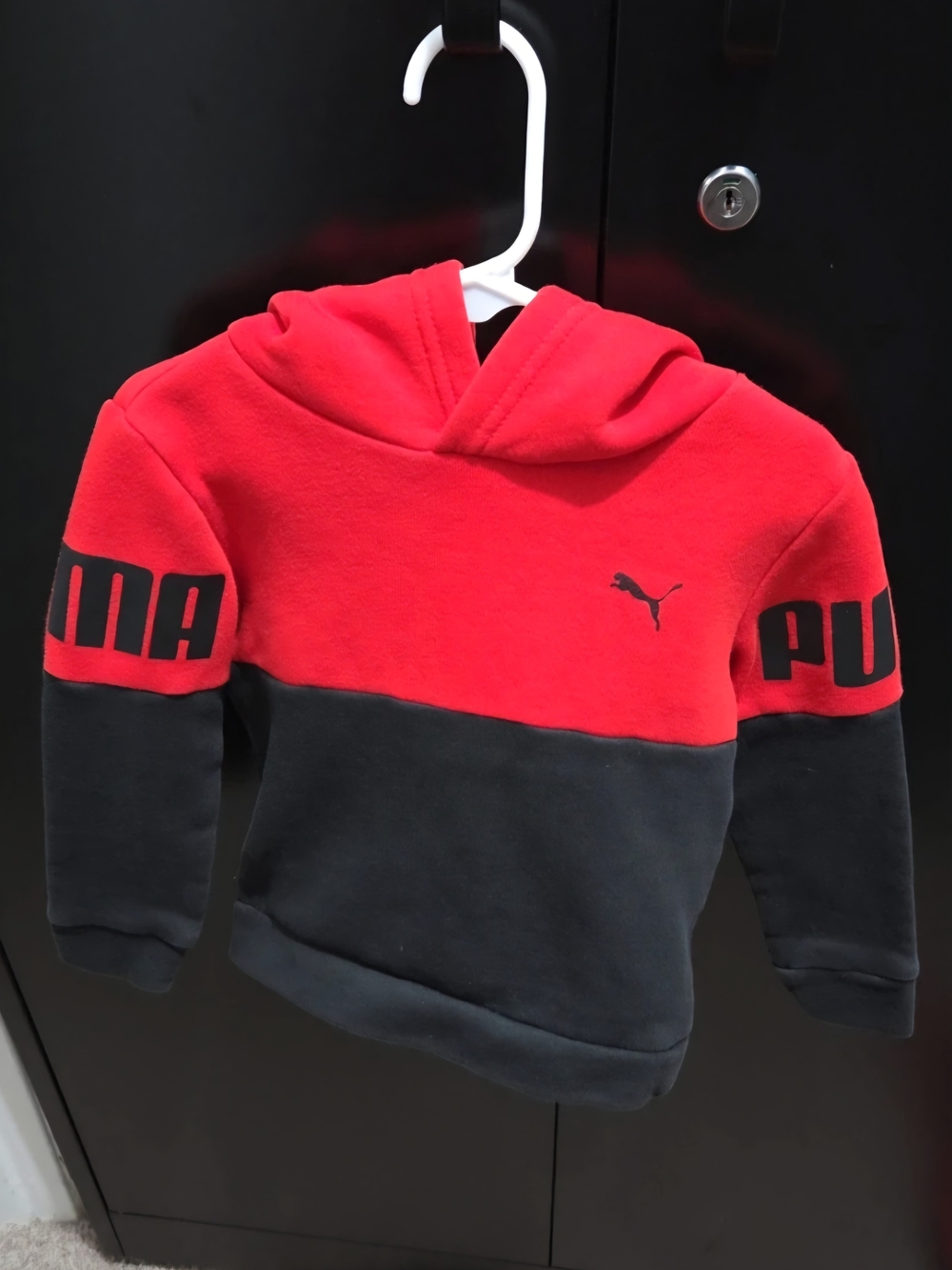 Puma Toddler Boys Colorblock Pullover Fleece Hoodie Red Black Size 2T